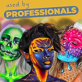 Blue Squid Face Paint Water Based Single Cake Professional Face Paint & Body Paint - Water Activated, Kids Adults Face Painting for Costume, Halloween Makeup, Cosplay - Metallic Gold Face Paint 30g