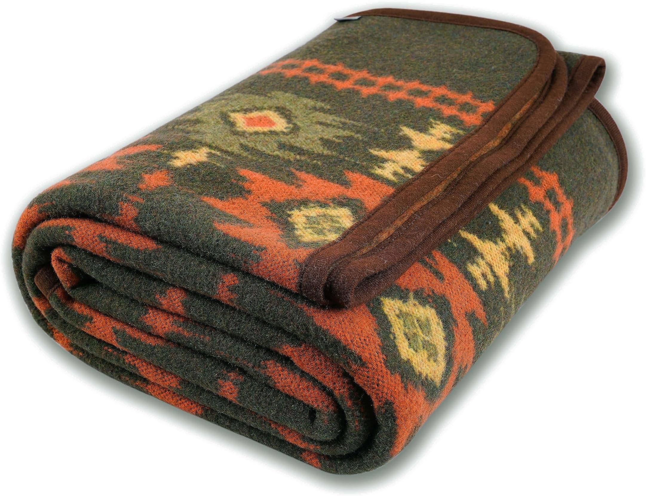 Merino Wool Blanket - Warm Thick Washable Large Bed Couch Outdoor Camping Sleeping Throw Blanket All Seasons, Myers Green 79x63