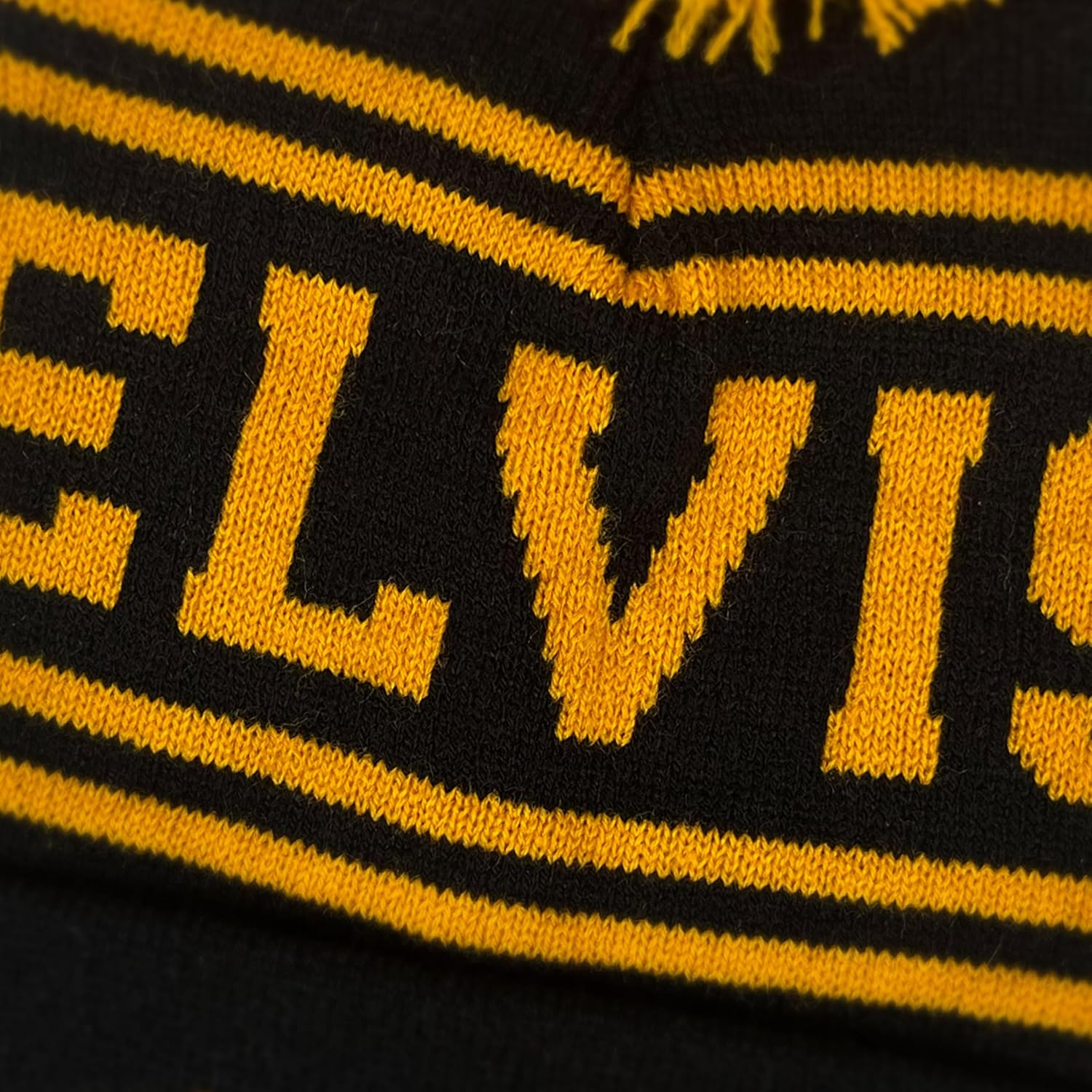 Popfunk Elvis Logo Stripe Knit Beanie with Cuff and Pom Unisex for Men and Women