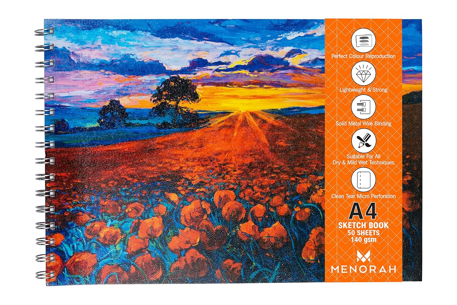 MENORAH Sketch Book A4 Drawing Books 140 GSM,100 Pages/50 Sheets