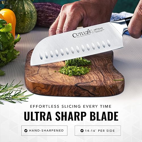 Miniatura 4 de Cutluxe Juego de cuchillos de chef, Santoku y utilitarios – Acero alemán forjado de alto carbono – Espiga completa y afilado – Diseño de mango
