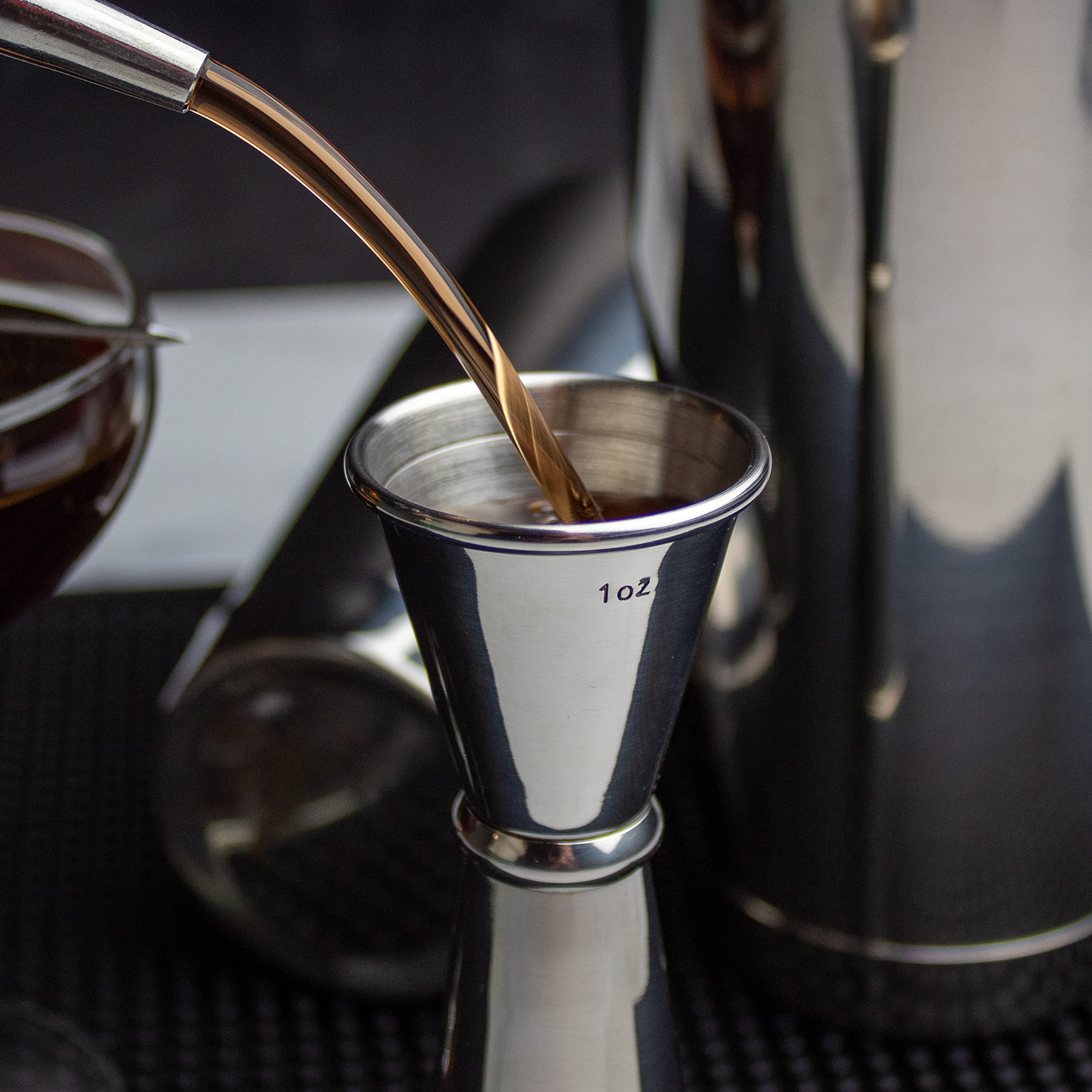 The Art of Craft Jigger Japonais : 28,3 g 56,7 g Double doseur à cocktail en acier inoxydable avec mesures à l'intérieur – Outil de mesure pour barman