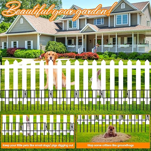 Miniatura 3 de Adavin Valla de barrera de animales negros, paquete de 18 unidades de 12 pulgadas de largo x 15 pulgadas de alto, valla decorativa de jardín sin