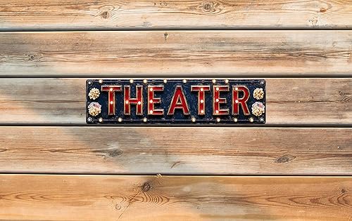 Miniatura 6 de Letrero de metal retro de estaño vintage adecuado para cines y teatro, letrero de metal multiusos para uso en interiores y exteriores, placa de 4 x