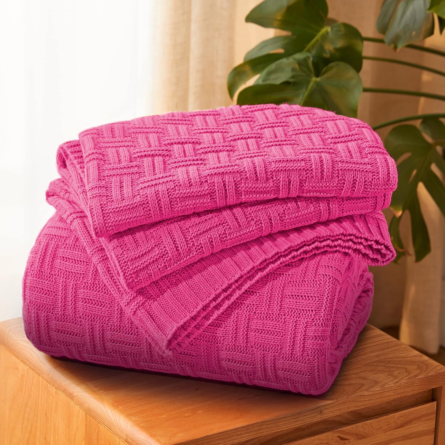 Aormenzy 50x60 Throw Blanket, Soft Cozy Acrylic Throw Blanket, Cable Knit Throw