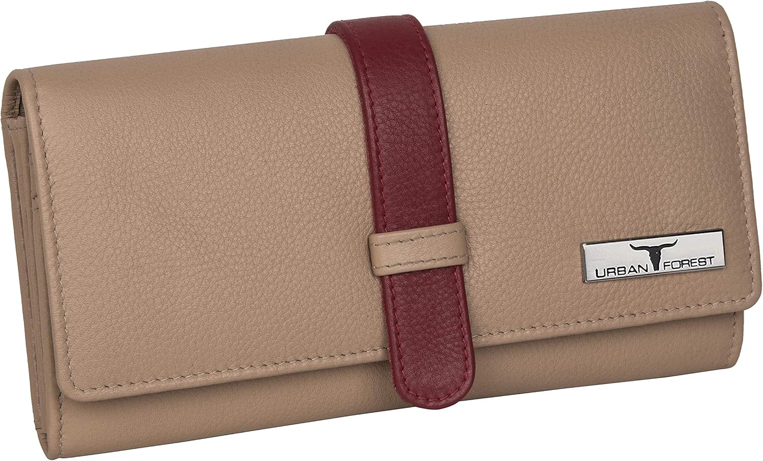 Urban Forest Danny Beige/Red RFID Blocking Leather Wallet for Women