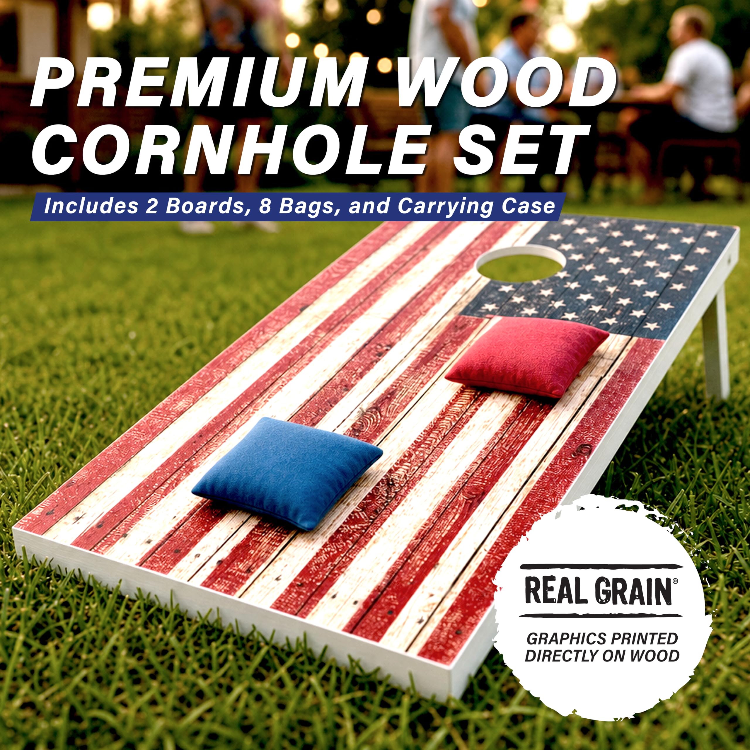 GoSports Classico set Cornhole – Contiene 8 pouf, custodia da viaggio e regole di gioco (a scelta stile)