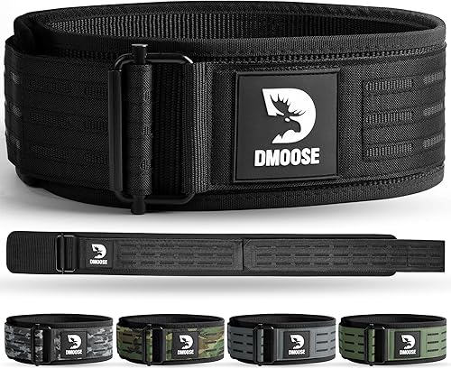 DMoose - Cinturón de levantamiento de pesas, cinturón de gimnasio con bloqueo automático para entrenamiento olímpico, WOD, entrenamiento cruzado