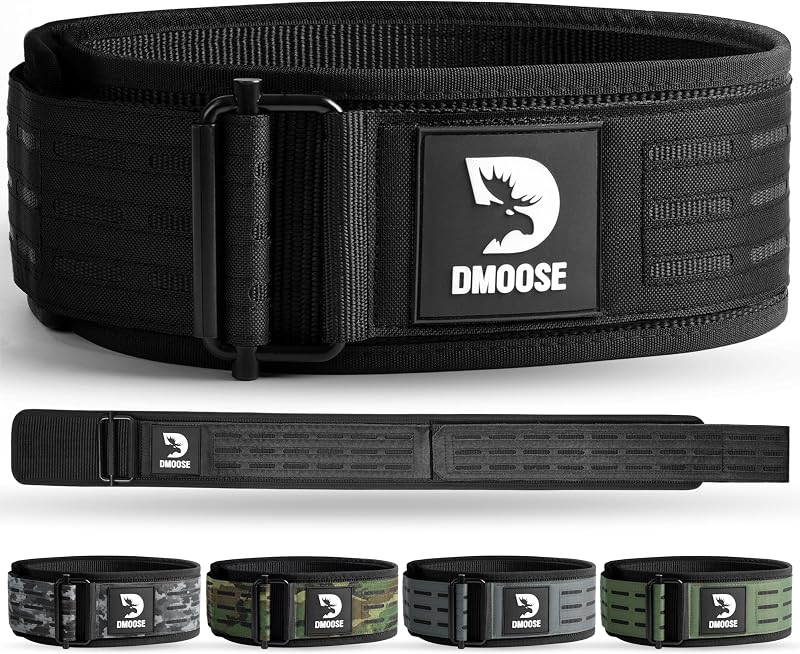 Auto Locking Weight Lifting Belt for Men & Women - 4" Nylon Squat & Deadlift Belt with Quick-Release Buckle - Gym Workout Belts for Lumbar Back Support for Weightlifting & Powerlifting