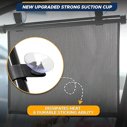 Miniatura 8 de EcoNour Persianas de ventana de coche para bebé (paquete de 2)  Actualizadas  Persianas para ventana lateral  Viene con ventosas mejoradas y clips