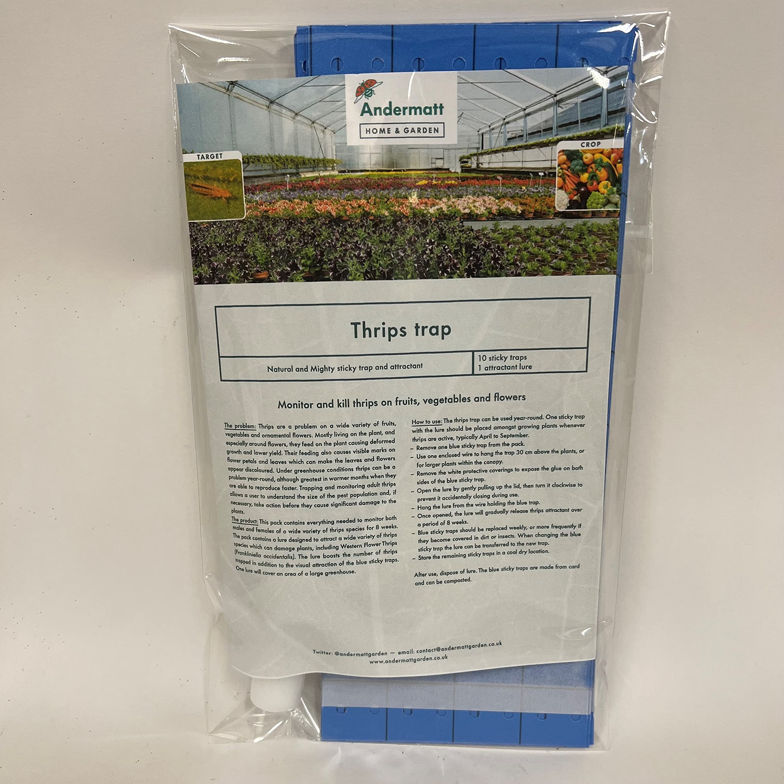 Thrips attractant (8 weeks) and blue card sticky traps