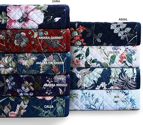 Miniatura 3 de Floris - Juego de edredón de terciopelo estampado Queen