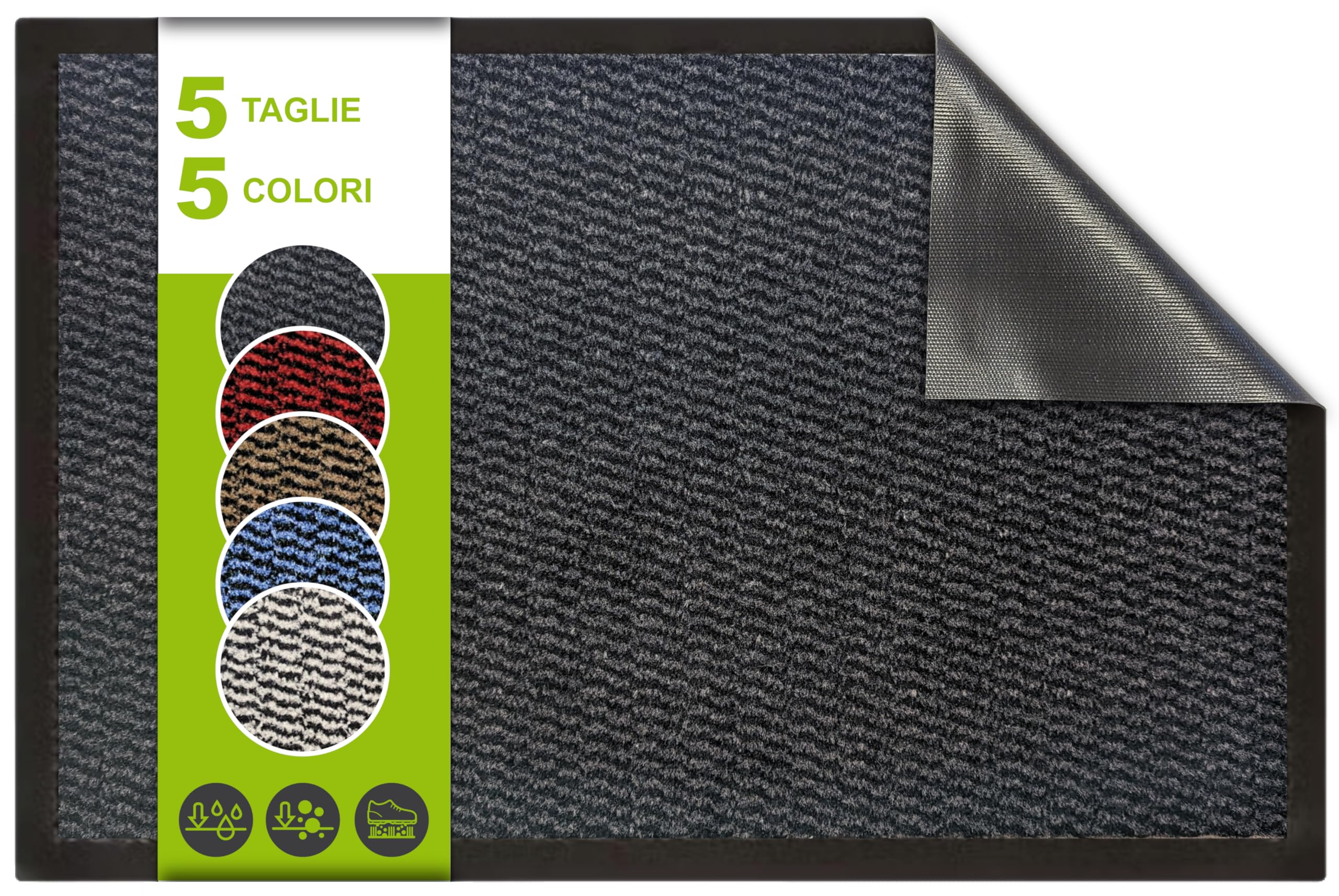 SQUATCH® | Tappeto d'ingresso interno | Zerbino resistente e antiscivolo | assorbe l'acqua e raccoglie lo sporco | tapis d'entrée | Collezione SPECTRUM (Antracite, 40x60cm)