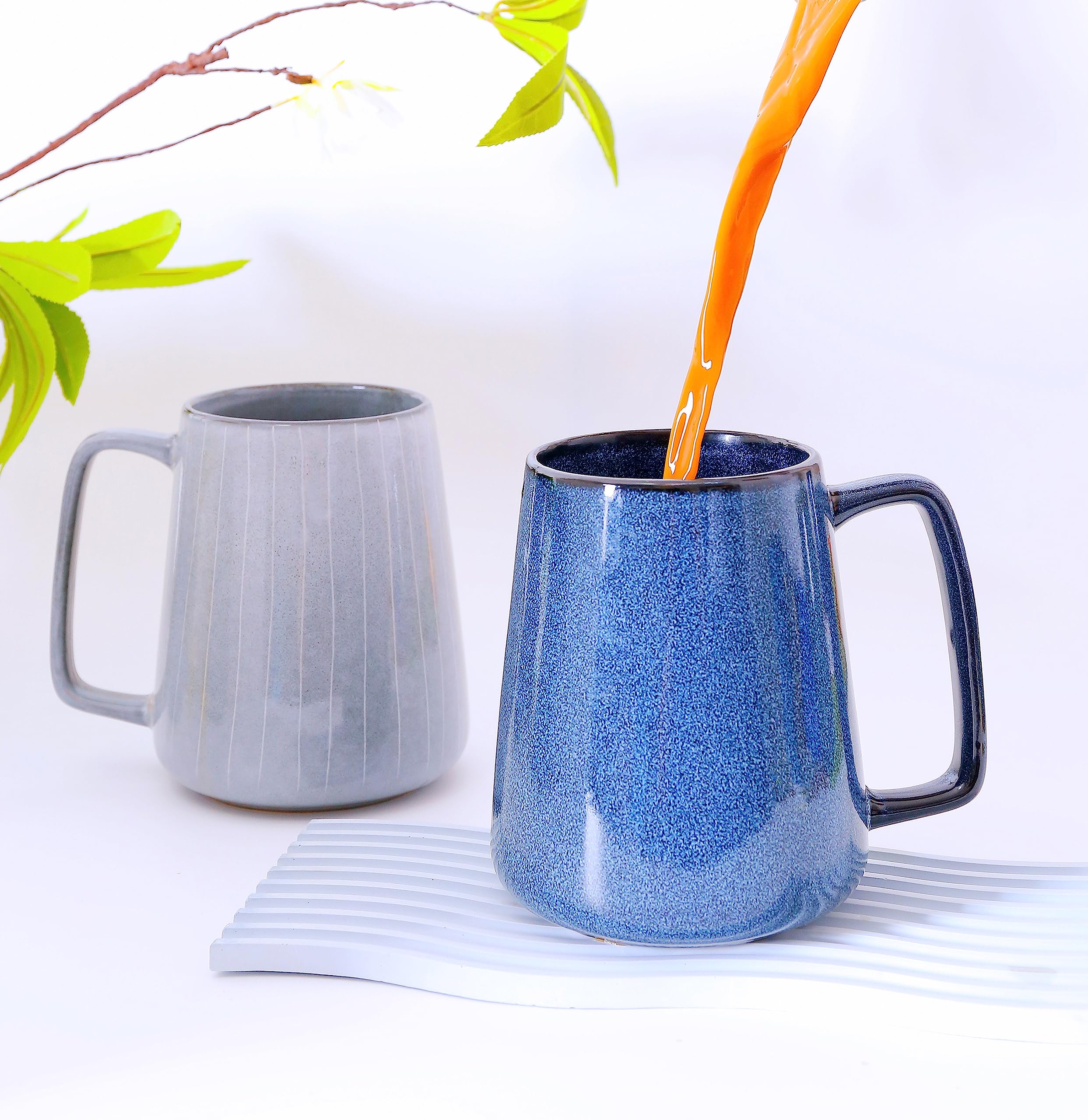 Cteahrow Large 24 OZ/700ml Ceramic Coffee Mugs, Capacity Mug with Handle,Tea Cup,Dishwasher Microwave Safe,for Office and Home (Blue) - Image 3