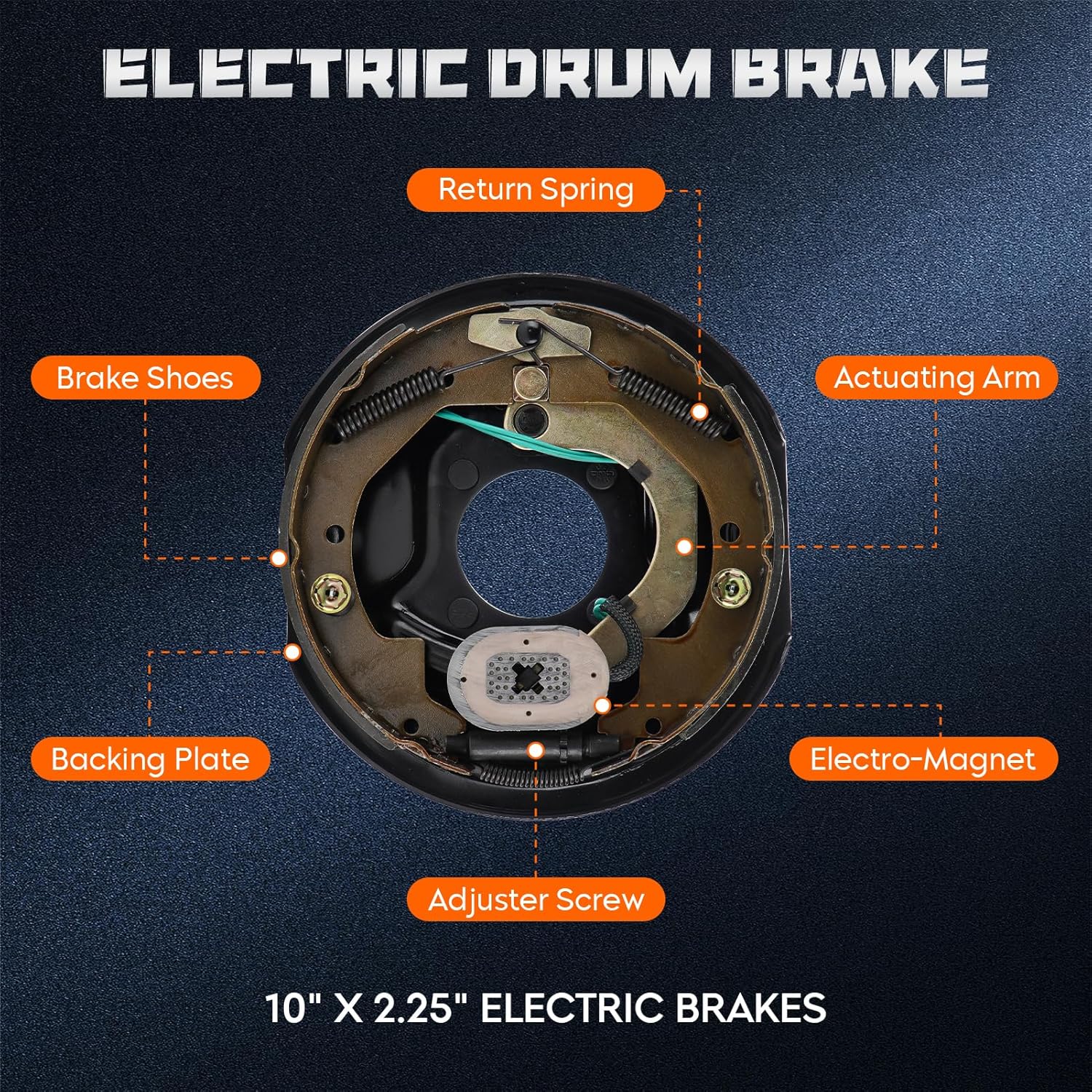 Youxmoto 5 on 5 Trailer Brake Drum Kit, 10" X 2-1/4", for 3,500 lbs. Axle, for Dexter RVs Electric Brakes Drums Assembly. NOT FITS 5 ON 4.5.