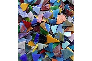Lanyani Glass Mosaics Pieces Stained Glass, Assorted Colors and Shapes, 1kg/35 ounce