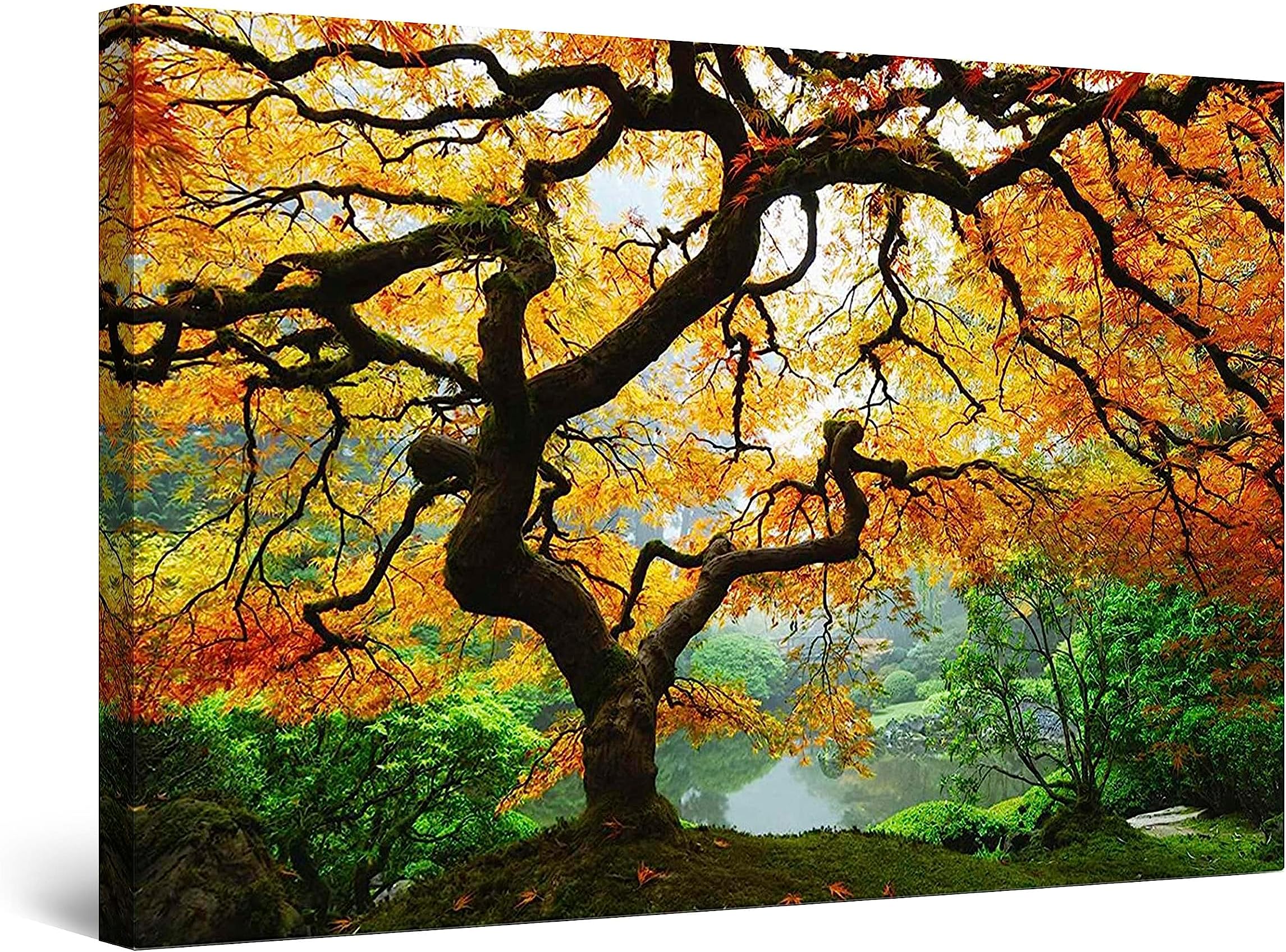 Canvas Wall Art - Maple Tree, Nature Framed 32 x 48 Inches