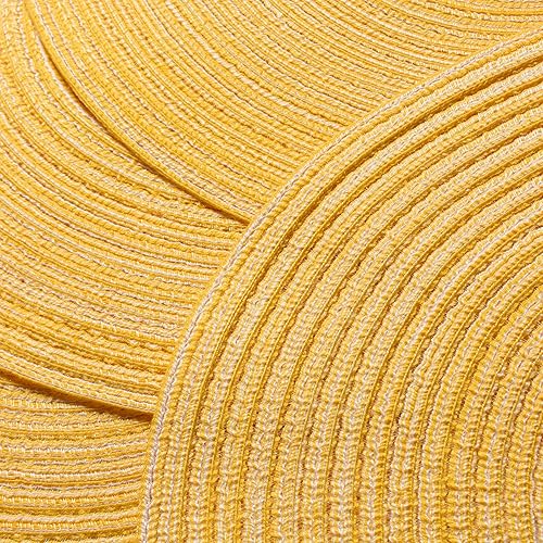 Miniatura 22 de AHHFSMEI Juego de 6 manteles individuales redondos trenzados para mesas de comedor, tejidos naturales, resistentes al calor, 15 pulgadas (azul y