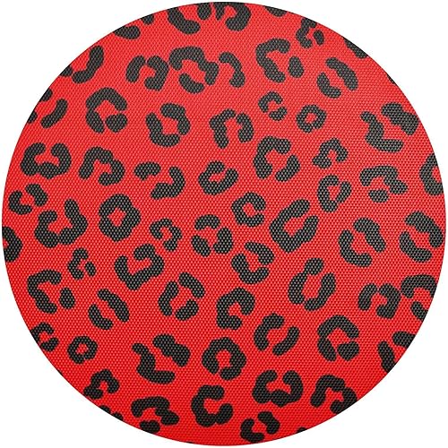 Black Leopard Red Round Placemats, Heat Resistant Non Slip Washable Placmats for Kitchen one sizex1