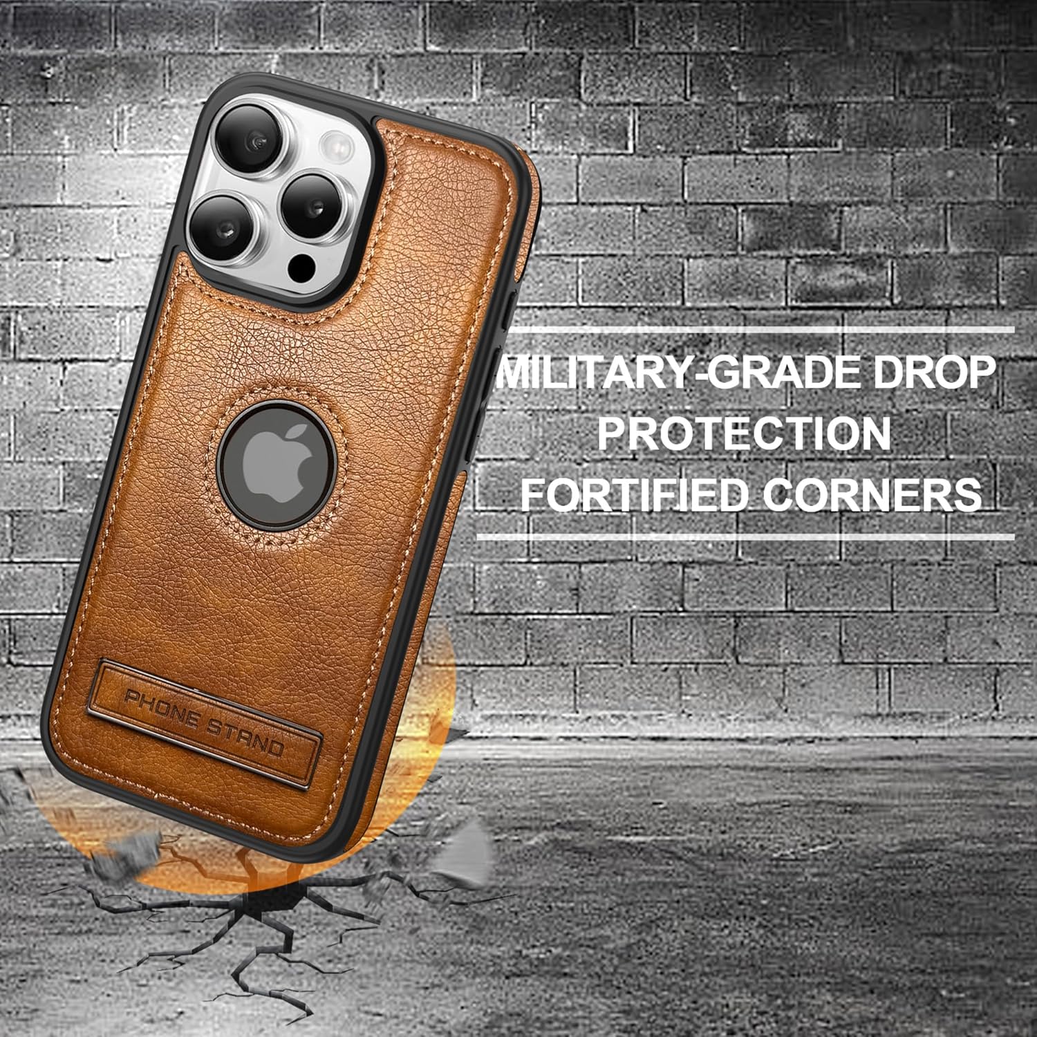 Leather Case for iPhone 16 Pro Max Case, Protective Slim with Kickstand Shockproof Phone Cases, Built-in Invisible Stand Compatible with iPhone 16 Pro Max 6.9'', Brown - Image 5