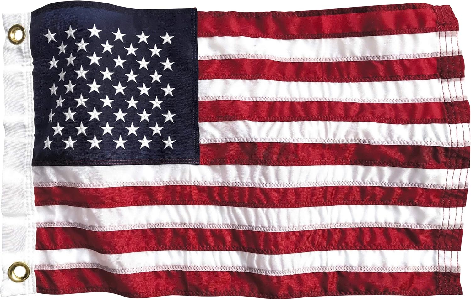American Flag - 100% Made in USA - US Flag with Embroidered Stars and Sewn Stripes (12x18 in)