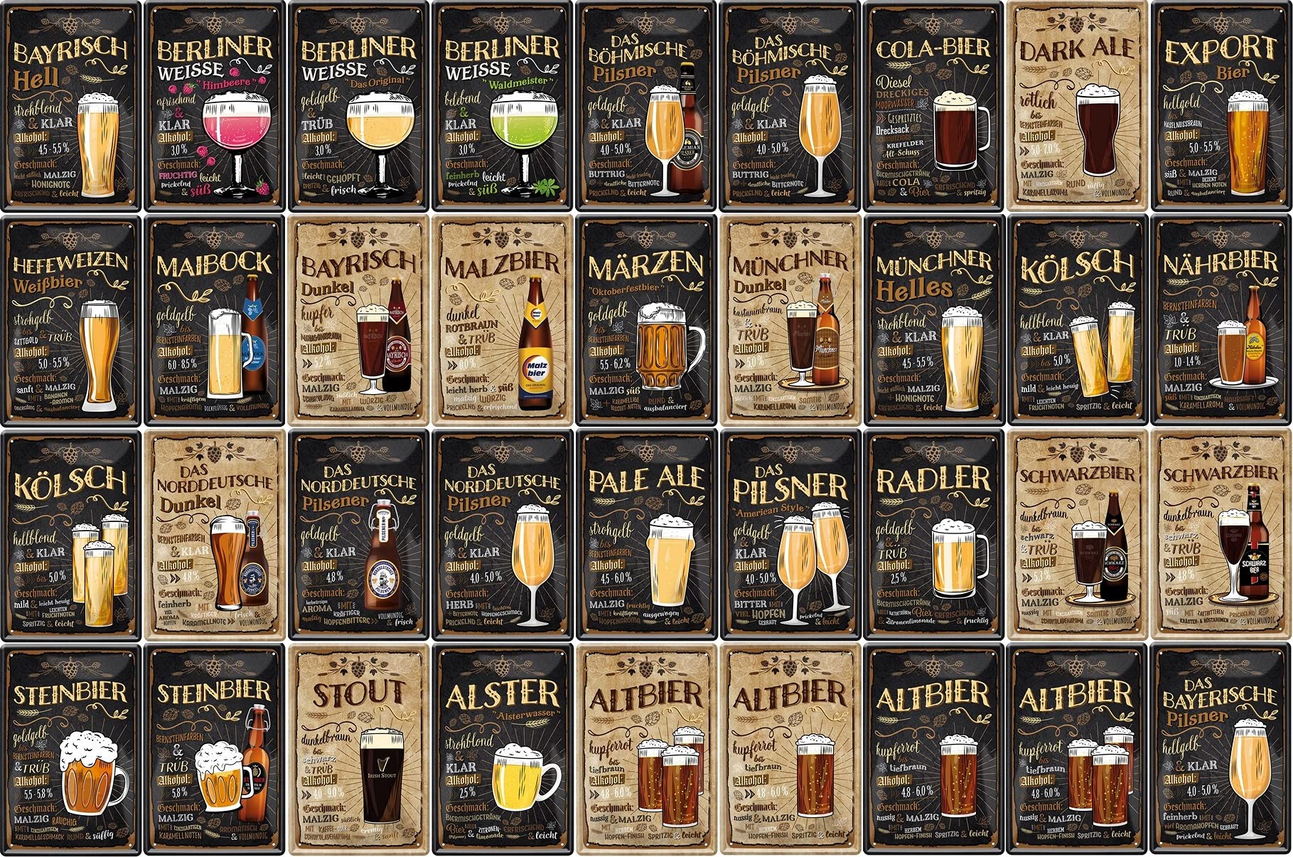 Beer Types Decorative Funny Beer Tin Signs Beer Drinker Wall Sign Door Sign Pub Bar Pup Bistro (20 x 30 cm, Munich Light - Image 4