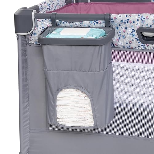 Miniatura 5 de Baby Trend Nursery Suite EZ-Fold Playard con tumbona mecedora portátil y cambiador abatible, Daisy Pink