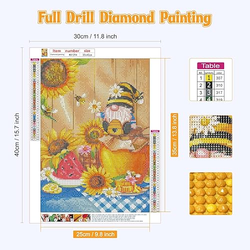 Miniatura 2 de NAIMOER Kits de arte de diamantes de gnomos para adultos principiantes, kit de arte de diamantes de otoño 5D, girasoles de diamante, kits de arte de