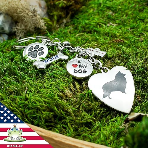 Miniatura 8 de Llavero de perro para mujer, llavero grabado de acero inoxidable para hombres, accesorios de mascotas lindos con encantos