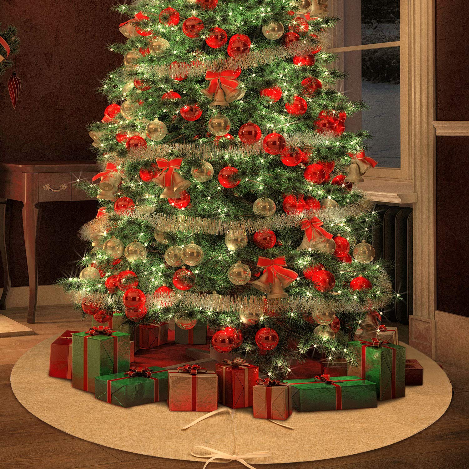 Pangda - Gonna per albero di Natale, in tinta unita, decorazione per albero di Natale, decorazione per interni ed esterni, decorazione per feste a tema (60 pollici)