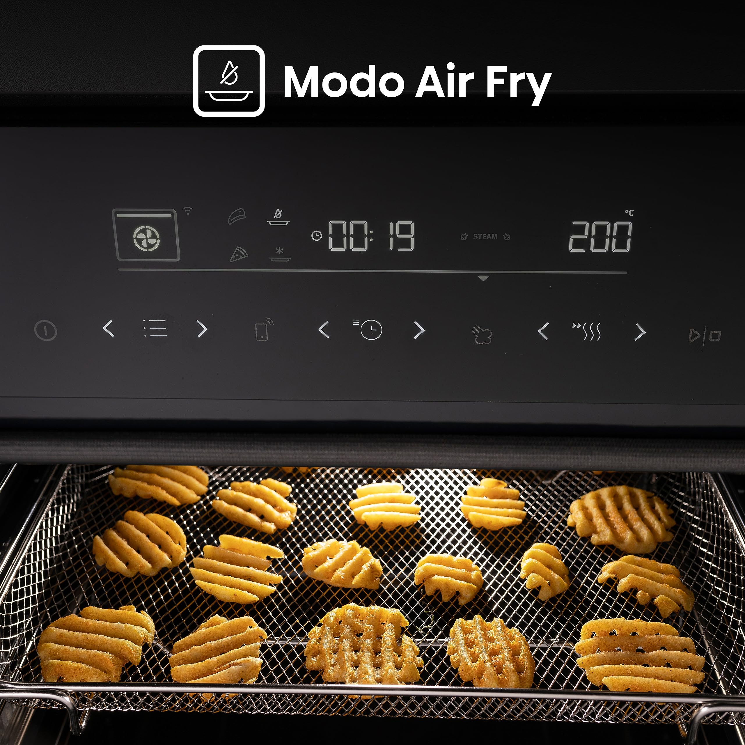 Hisense BSA66346ADBGWIFI- Horno, Even Bake 77L, Cocción Vapor, Limpieza a Vapor, Cocción Simultánea x5, Modo Air Fry, Esmalte Fácil Limpieza, Modo Grill, Eficiencia Energética A+
