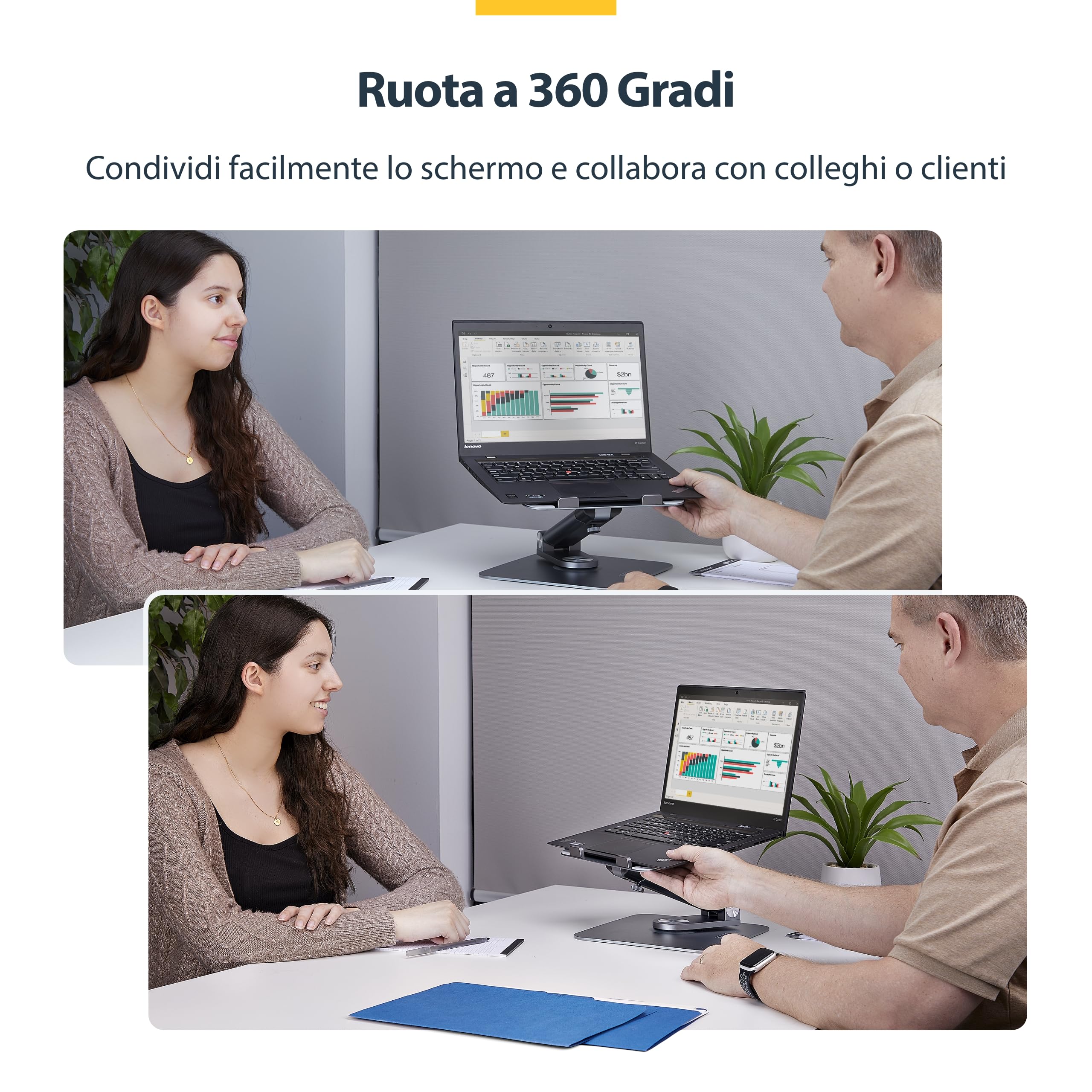 StarTech Supporto Telescopico per PC Portatile, Girevole 360°, 5kg | Adatto alla postazione di lavoro