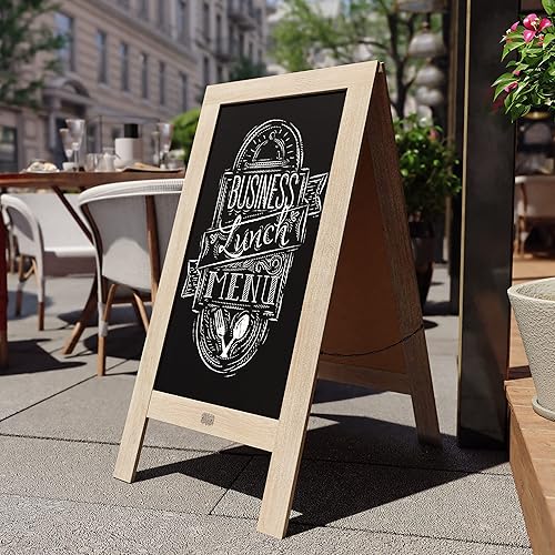 Vista 88 de Pizarra rústica vintage de madera gris con marco en A, pizarra para acera, tamaño grande, 40 x 20 pulgadas, tablero de sándwich resistente, tablero