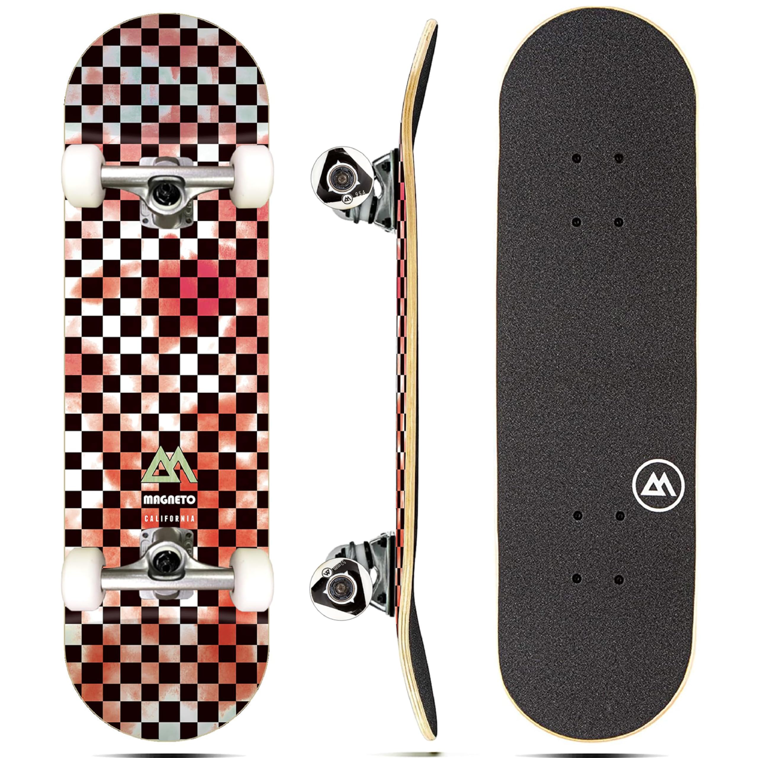 Magneto Complete Skateboard | 6-Layer Canadian Maple Double Kick Concave Deck | Beginners, and Teens