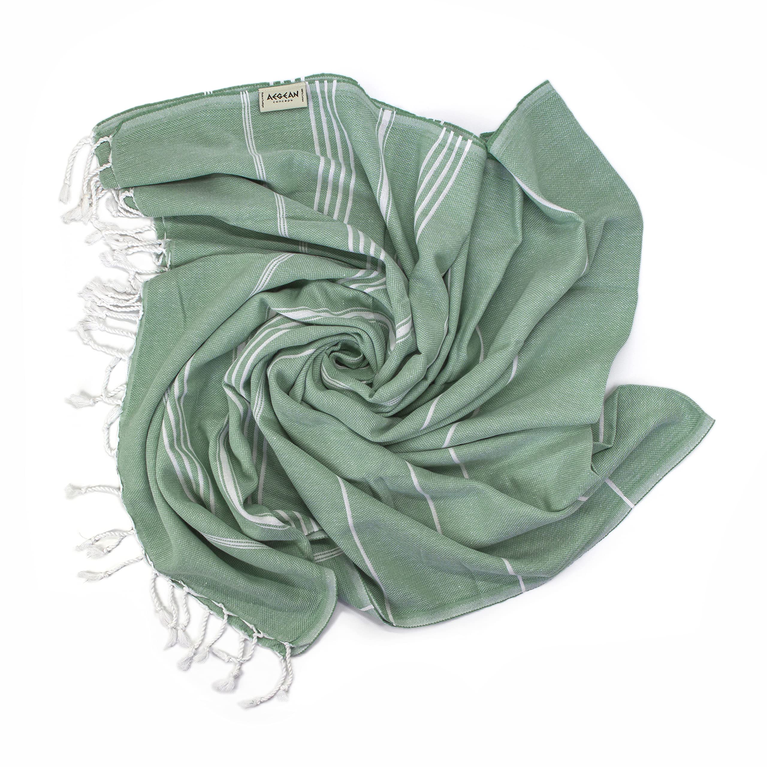 Turkish Beach Towel (37 x 77), Sandproof, Prewashed for Soft Feel, 100% Cotton, Quick Dry, Oversized Towels for Travel, Pool, Must Haves with Lively Colors (Mint)