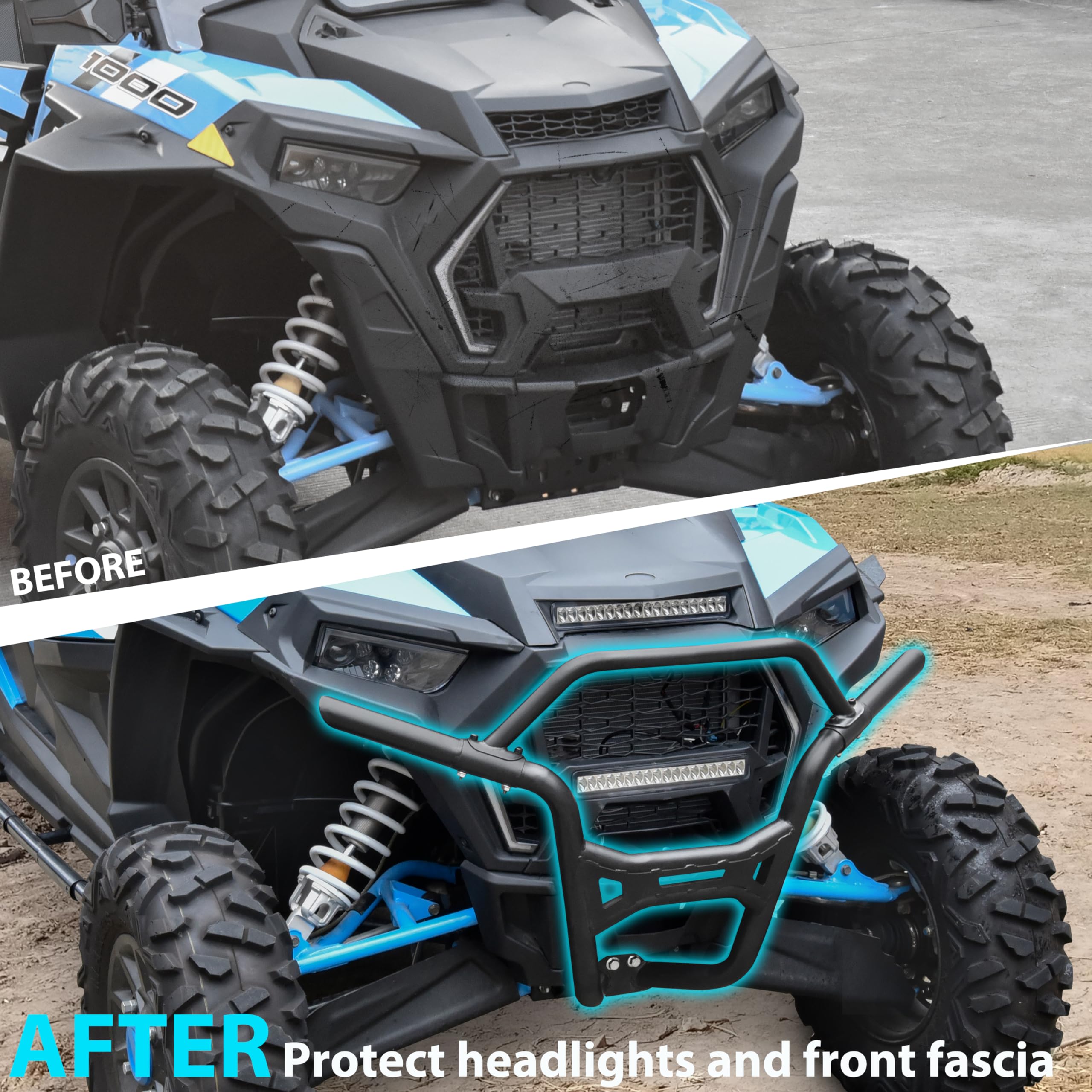 SAUTVS Front Low Profile Bumper Heavy Duty Brush Guard for Polaris