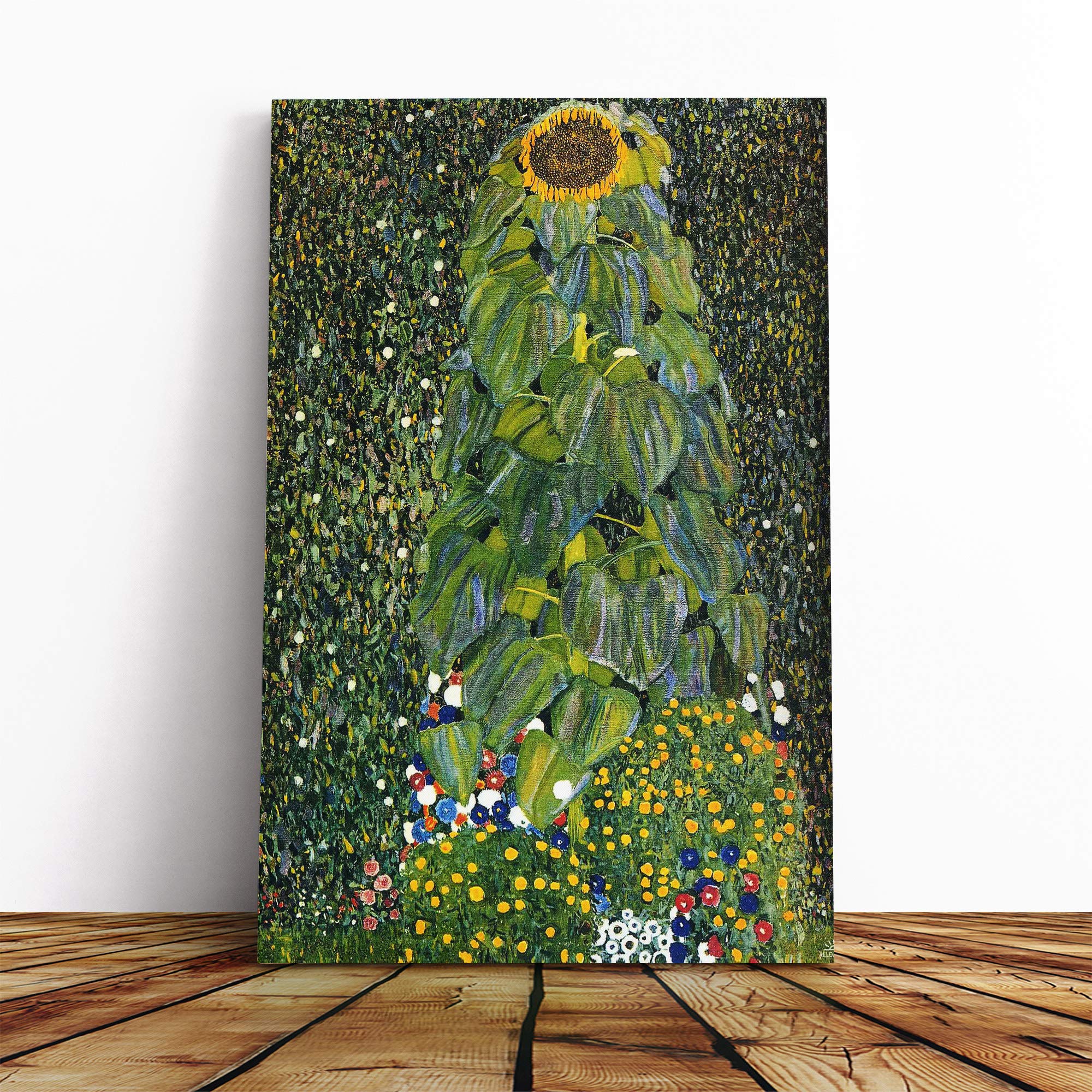 Gustav Klimt The Sunflower Canvas Print | Gallery Wrapped 30mm Frame Wall Art | 24x16 inches | Ready to Hang | Modern Floral Picture | Living Room Bedroom Lounge Office
