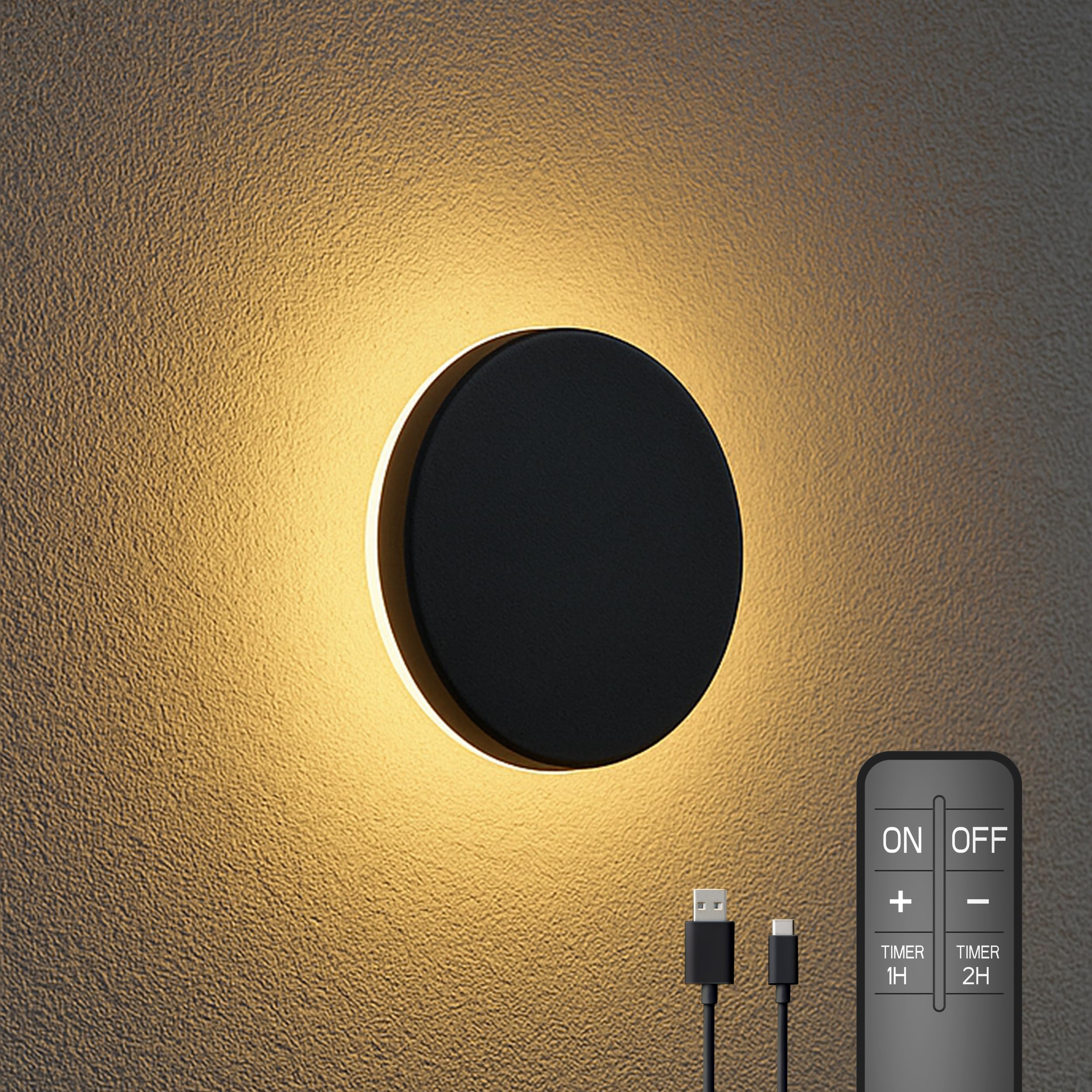 – CALEX - Siderno Rechargeable Outdoor Wall Light 20 cm, Battery Operated Lamp, Indoor and Outdoor use, IP44 Waterproof, Indirect Lighting, Dimmable, Black