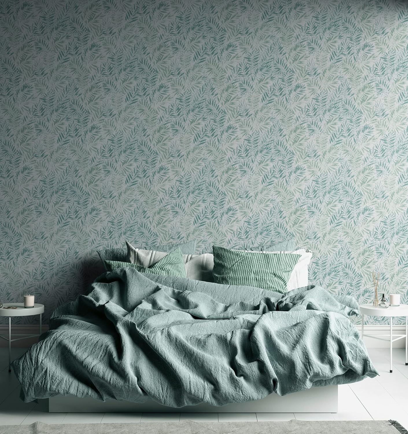 Livingwalls Travel Styles Non-Woven Wallpaper - Plant Wallpaper in White and Green - Stylish Wallpaper for Various Rooms in 10.05 m x 0.53 m