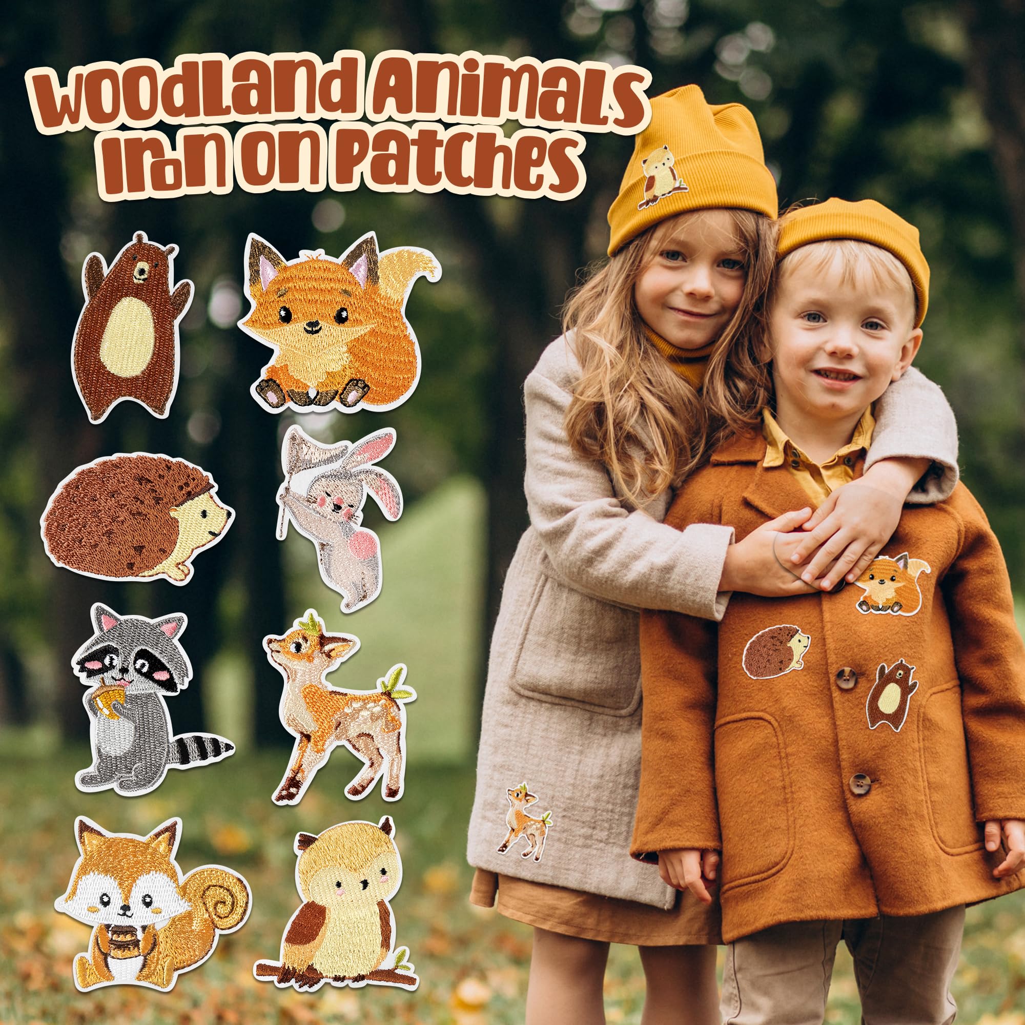 8 parches para planchar con diseño de animales del bosque, zorro, ardilla, mapache, erizo, coser, reparación, apliques bordados, safari, selva, baby shower, criatura del bosque, manualidades, regalo