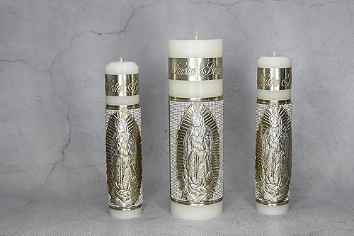Miniatura 2 de A&C Quinceañeras and More Virgen de Guadalupe Unity Candles Juego de 3 velas Unity para boda velas de unión VUVC