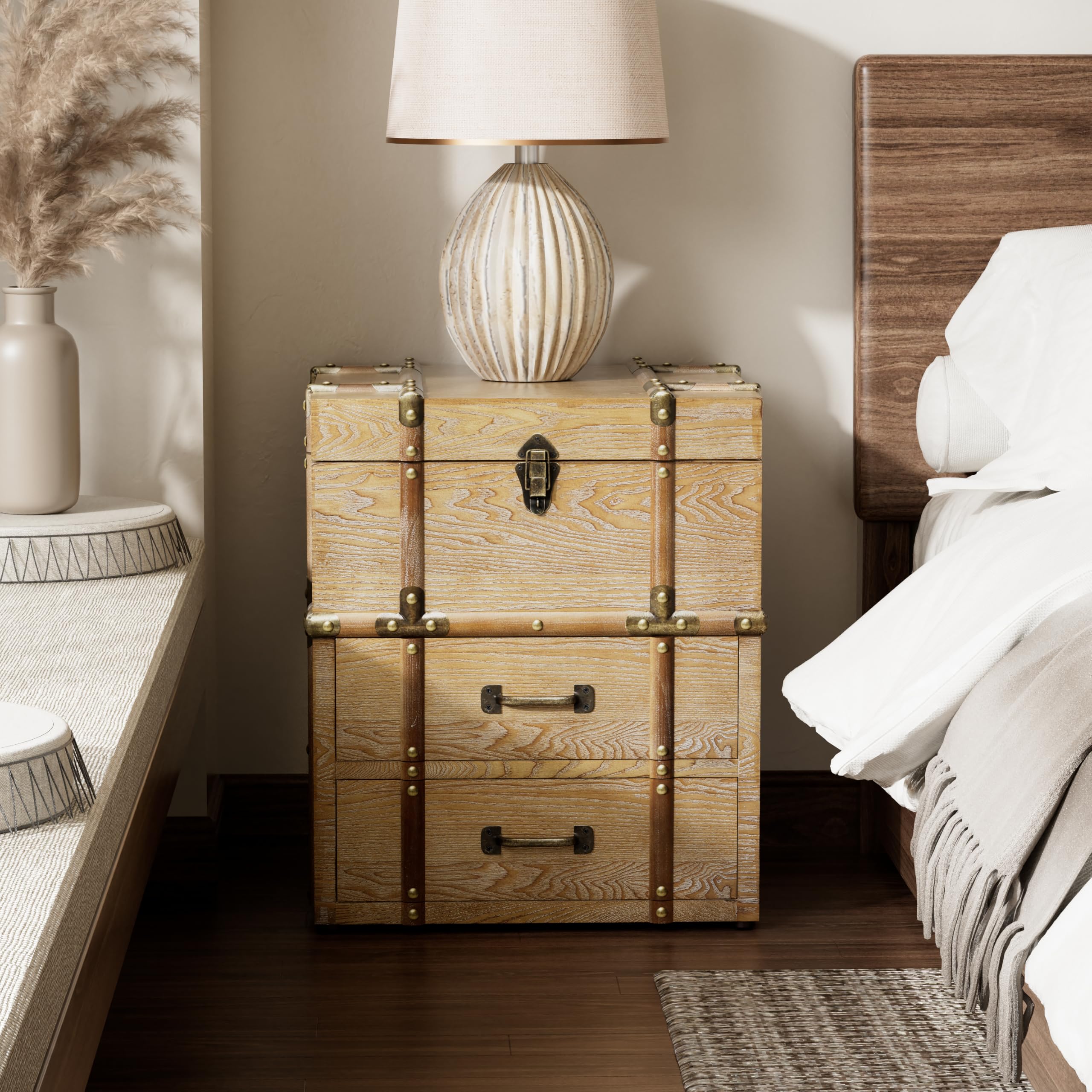 Amazon.com: Aoikax Vintage Storage Chest with Buckle Hinged Top