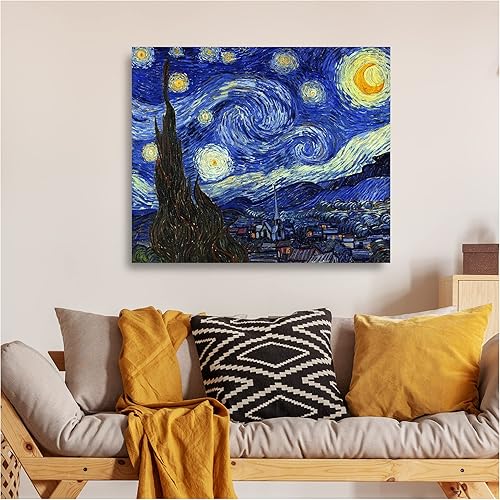 Miniatura 283 de A&T ARTWORK The Starry Night de Vincent Van Gogh. Tamaño del marco: 36 x 30 pulgadas, tamaño de la imagen: 30 x 24 pulgadas, reproducciones clásicas
