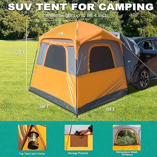 Miniatura 2 de Tienda de campaña SUV para camping, impermeable PU2000mm, se adapta a 5-8 personas, diseño espacioso de doble capa, incluye lluvia y bolsa de