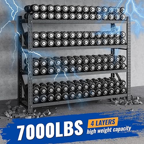 Miniatura 3 de Estantes de almacenamiento de 78.8 pulgadas de ancho, 7000 libras, estantes de metal para garaje, estantes de almacenamiento ajustables para