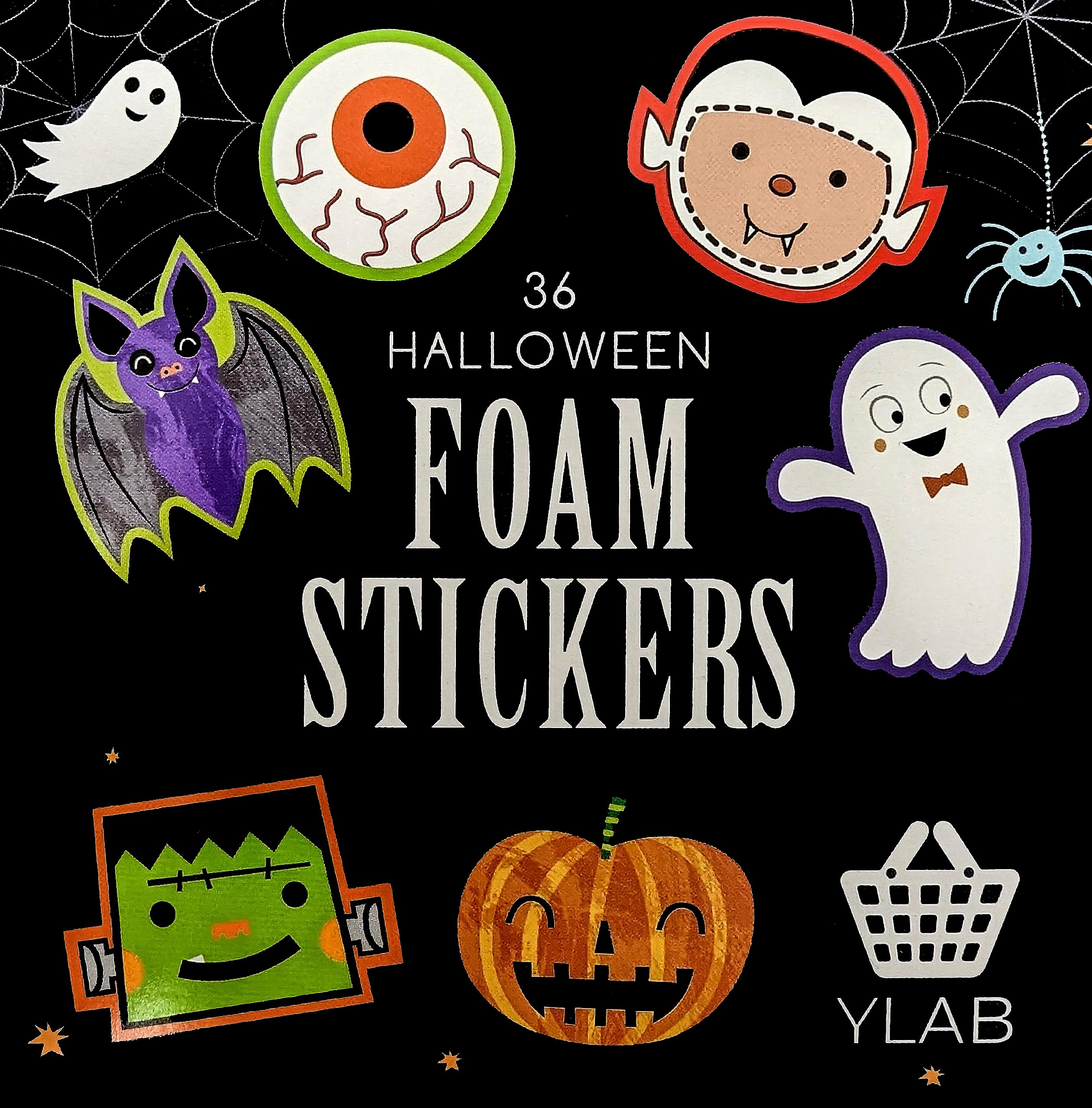 36 Halloween Foam Stickers - Peel & Stick - Spooky & Fun Designs