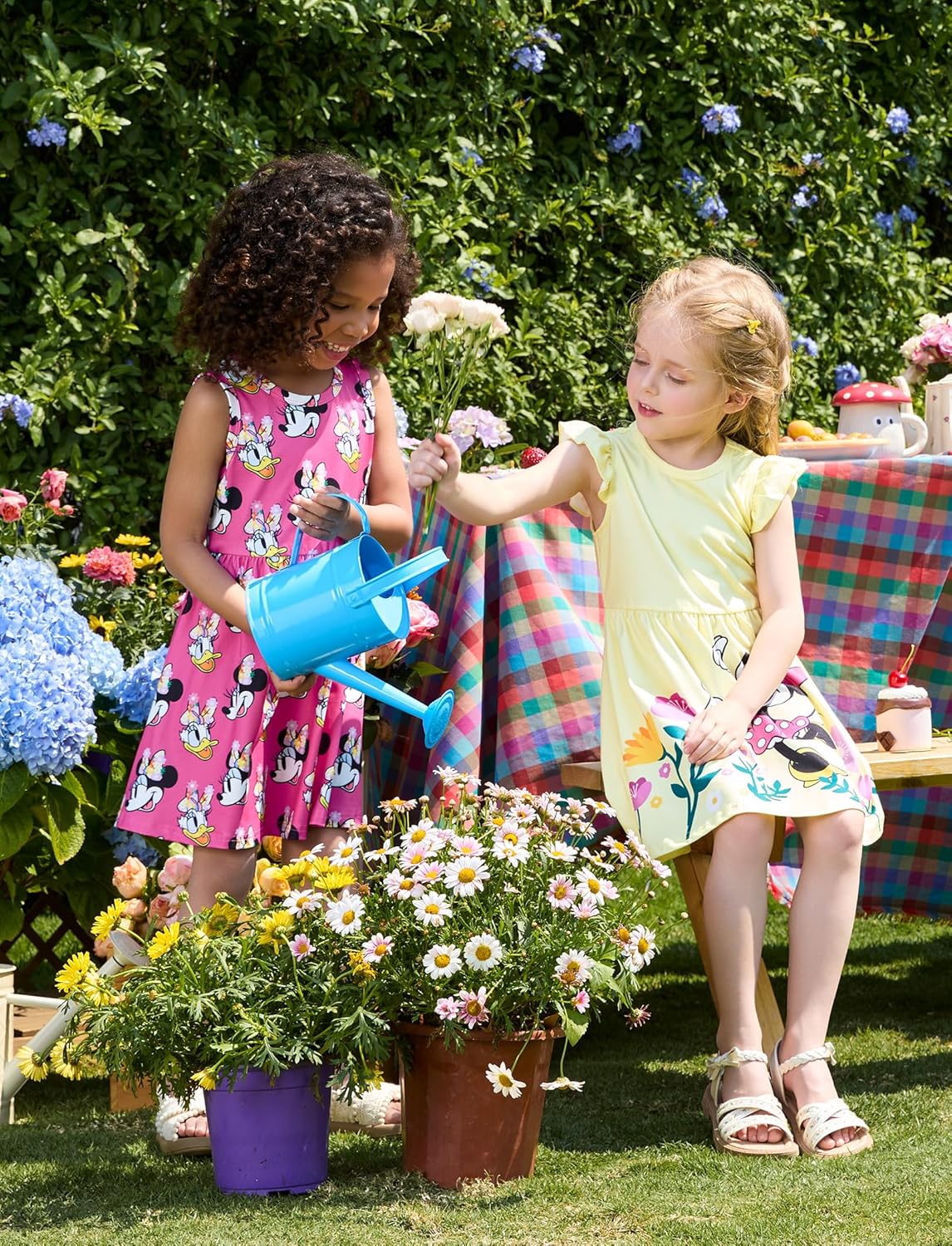 Disney Frozen Elsa Princess Minnie Mouse Stitch Toddler Girl Dresses 2 Pack Long Ruffle Sleeve Costume Set Outfit 2-13 Years - Image 4