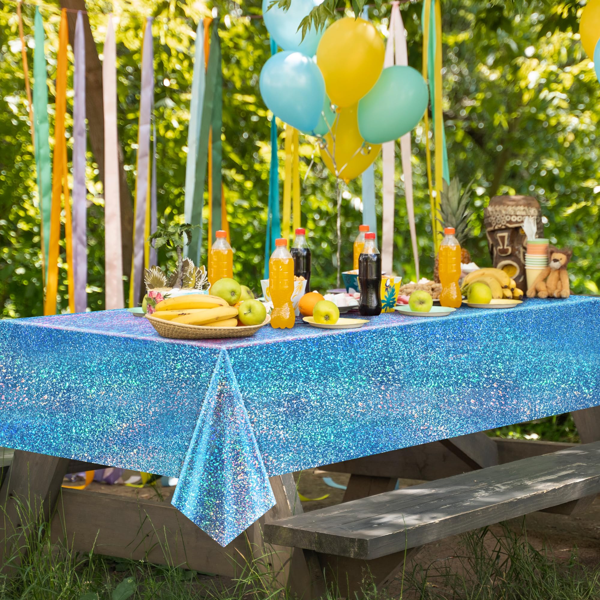 8 tovaglie olografiche laser blu 101,6 x 274,3 cm, in plastica, per feste, luccicanti e lucide, decorazione per feste invernali, feste di compleanno, matrimoni, baby shower, decorazioni natalizie