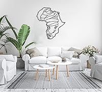 Vista 5 de Arte de mapa de pared de metal para mujer africana, decoración de pared de dormitorio afroamericano, figura de mujer de estilo africano, decoración