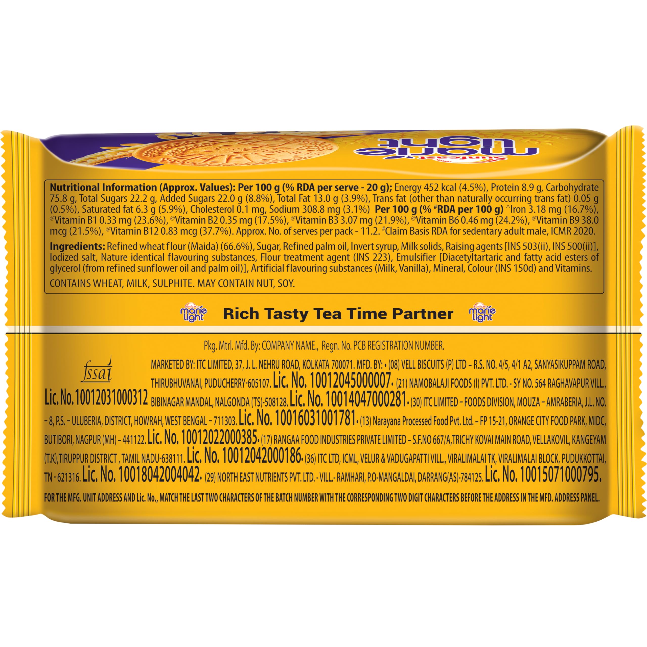 Sunfeast Marie Light Active, Marie Biscuits with Iron and 6 Vitamins, Tea-Time Biscuits Family Pack, 243g/278g/300g. - Image 7 thumbnail